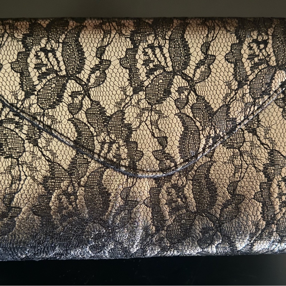 Neiman Marcus Black and Pewter Clutch/Crossbody Bag